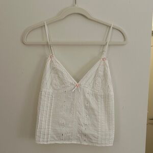 PacSun White Lace Camisole with Pink Accents